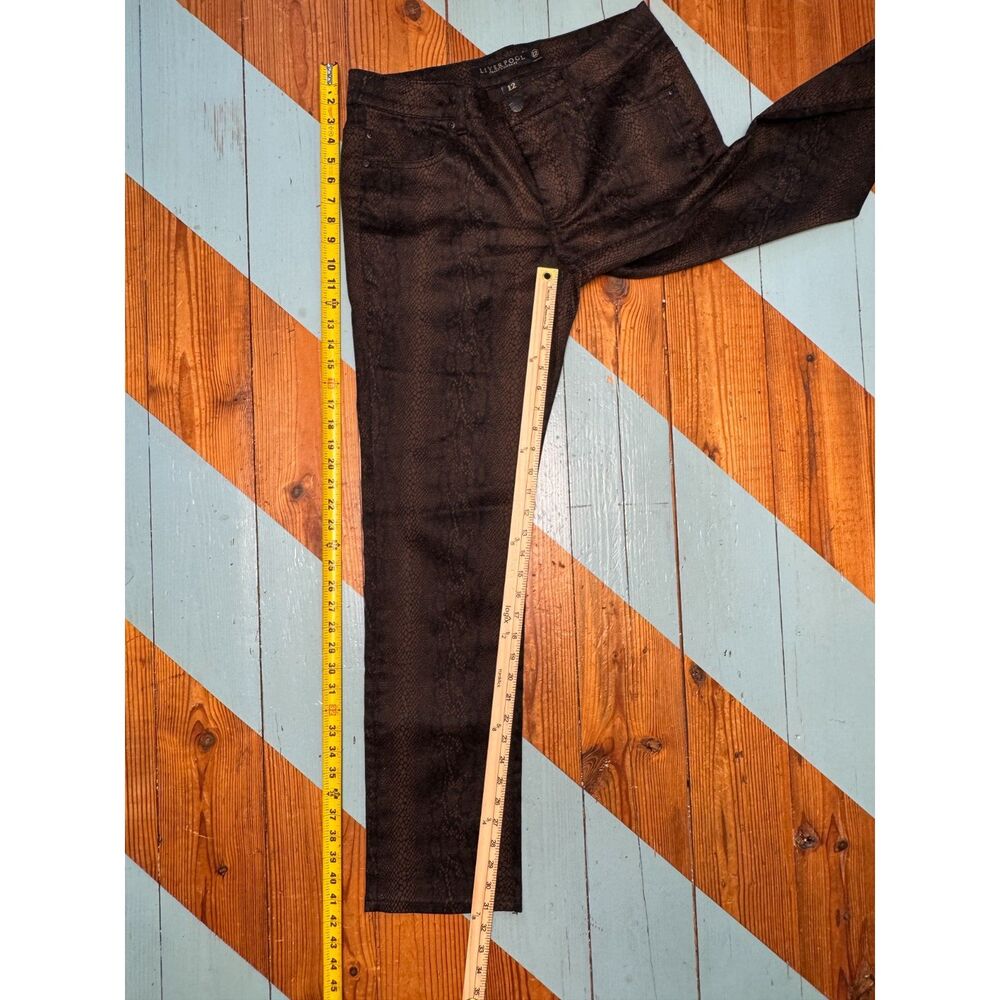 Liverpool Jeans Company Straight Leg Snake Print Jeans Size 12 Brown Black - Picture 3 of 9